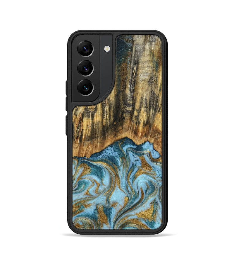 Galaxy S22 Wood Phone Case - Declan (Teal & Gold, 800761)