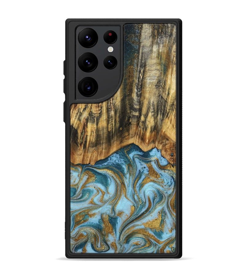 Galaxy S22 Ultra Wood Phone Case - Declan (Teal & Gold, 800761)