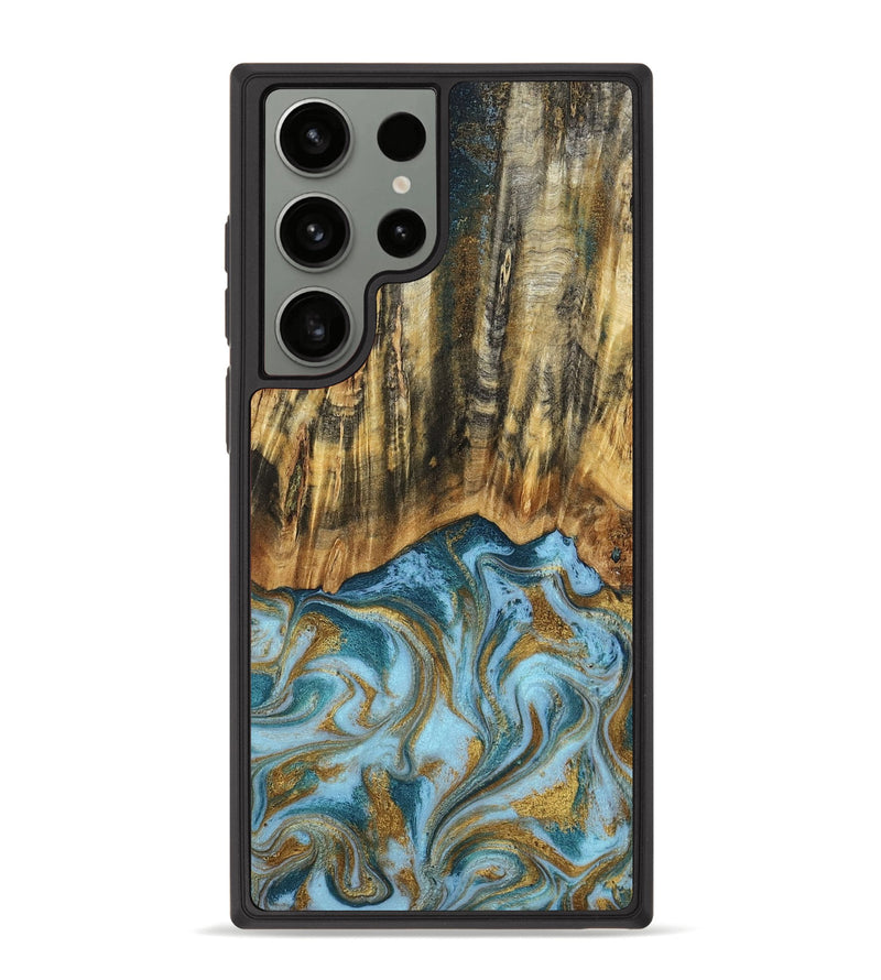 Galaxy S23 Ultra Wood Phone Case - Declan (Teal & Gold, 800761)