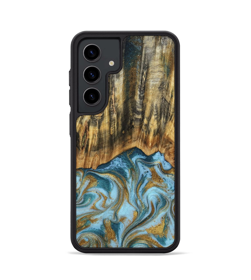 Galaxy S24 Wood Phone Case - Declan (Teal & Gold, 800761)