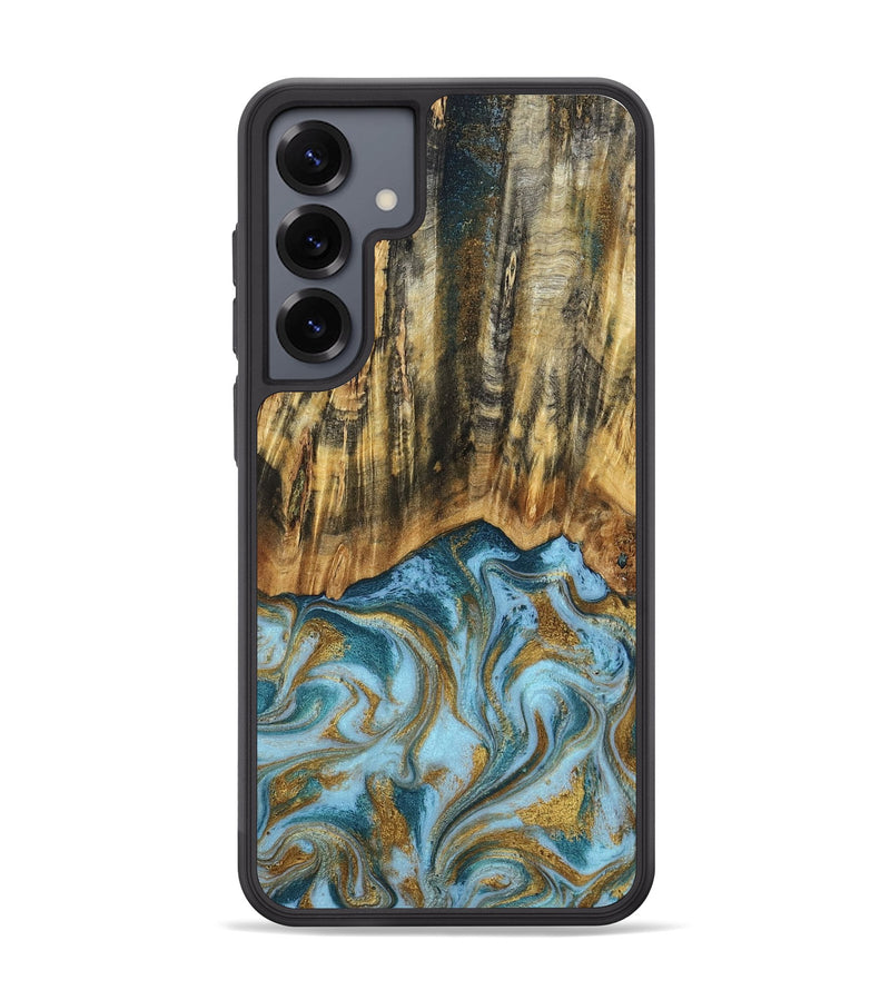 Galaxy S25 Plus Wood Phone Case - Declan (Teal & Gold, 800761)