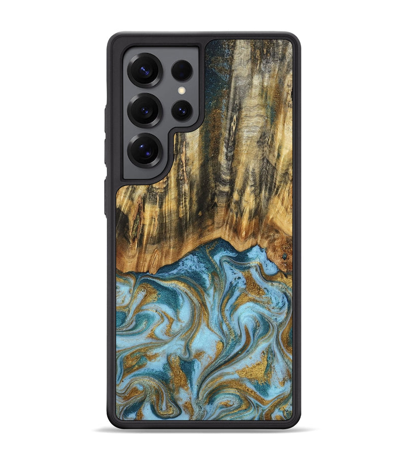 Galaxy S25 Ultra Wood Phone Case - Declan (Teal & Gold, 800761)