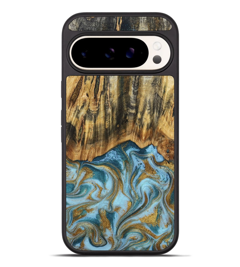 Pixel 9 Pro XL Wood Phone Case - Declan (Teal & Gold, 800761)