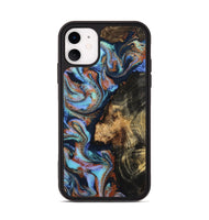 iPhone 11 Wood Phone Case - Loula (Teal & Gold, 800762)