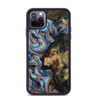 iPhone 11 Pro Max Wood Phone Case - Loula (Teal & Gold, 800762)