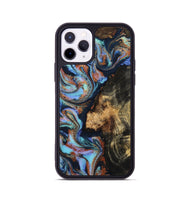 iPhone 11 Pro Wood Phone Case - Loula (Teal & Gold, 800762)