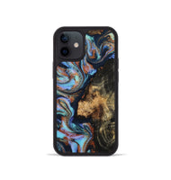 iPhone 12 mini Wood Phone Case - Loula (Teal & Gold, 800762)