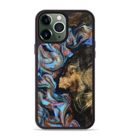 iPhone 13 Pro Max Wood Phone Case - Loula (Teal & Gold, 800762)