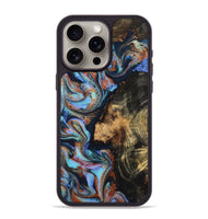 iPhone 15 Pro Max Wood Phone Case - Loula (Teal & Gold, 800762)