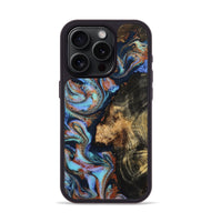 iPhone 15 Pro Wood Phone Case - Loula (Teal & Gold, 800762)