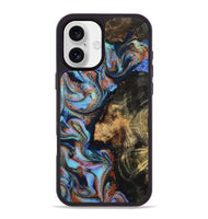 iPhone 16 Plus Wood Phone Case - Loula (Teal & Gold, 800762)