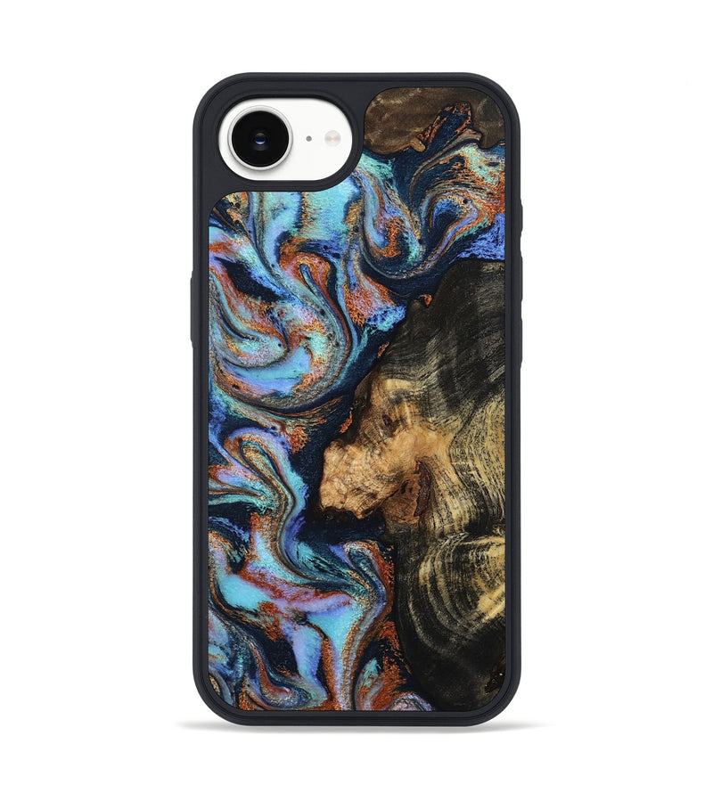 iPhone 16e Wood Phone Case - Loula (Teal & Gold, 800762)