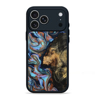 iPhone 17 Pro Max Wood Phone Case - Loula (Teal & Gold, 800762)