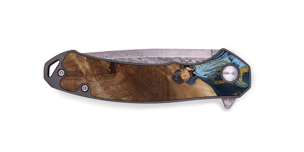 EDC Wood Pocket Knife - Delois (Teal & Gold, 800763)