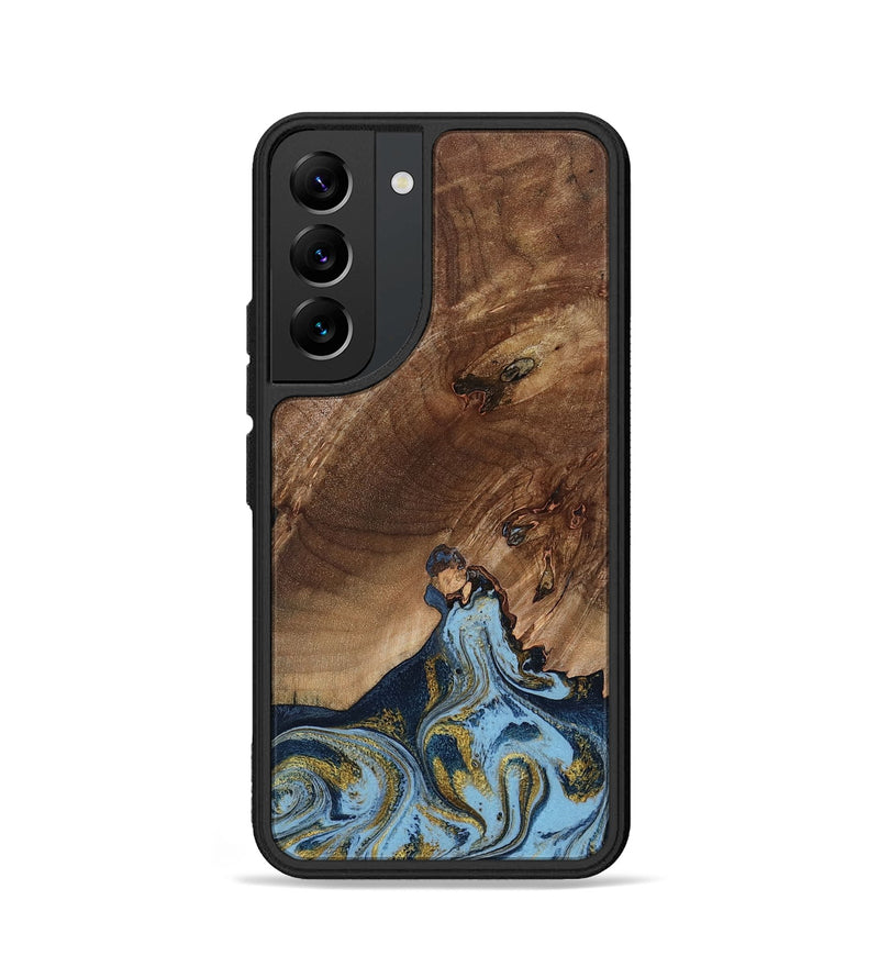 Galaxy S22 Wood Phone Case - Delois (Teal & Gold, 800763)