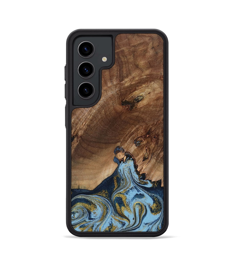 Galaxy S24 Wood Phone Case - Delois (Teal & Gold, 800763)