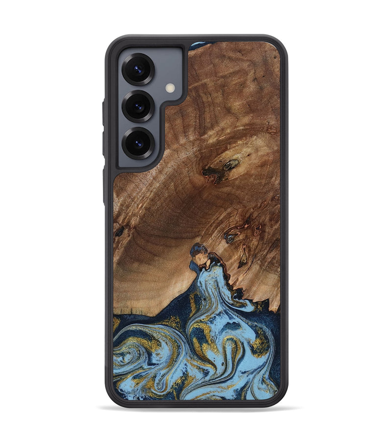 Galaxy S25 Plus Wood Phone Case - Delois (Teal & Gold, 800763)