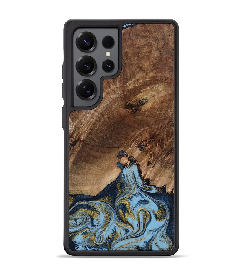 Galaxy S25 Ultra Wood Phone Case - Delois (Teal & Gold, 800763)