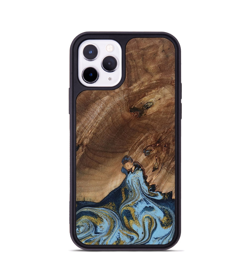 iPhone 11 Pro Wood Phone Case - Delois (Teal & Gold, 800763)