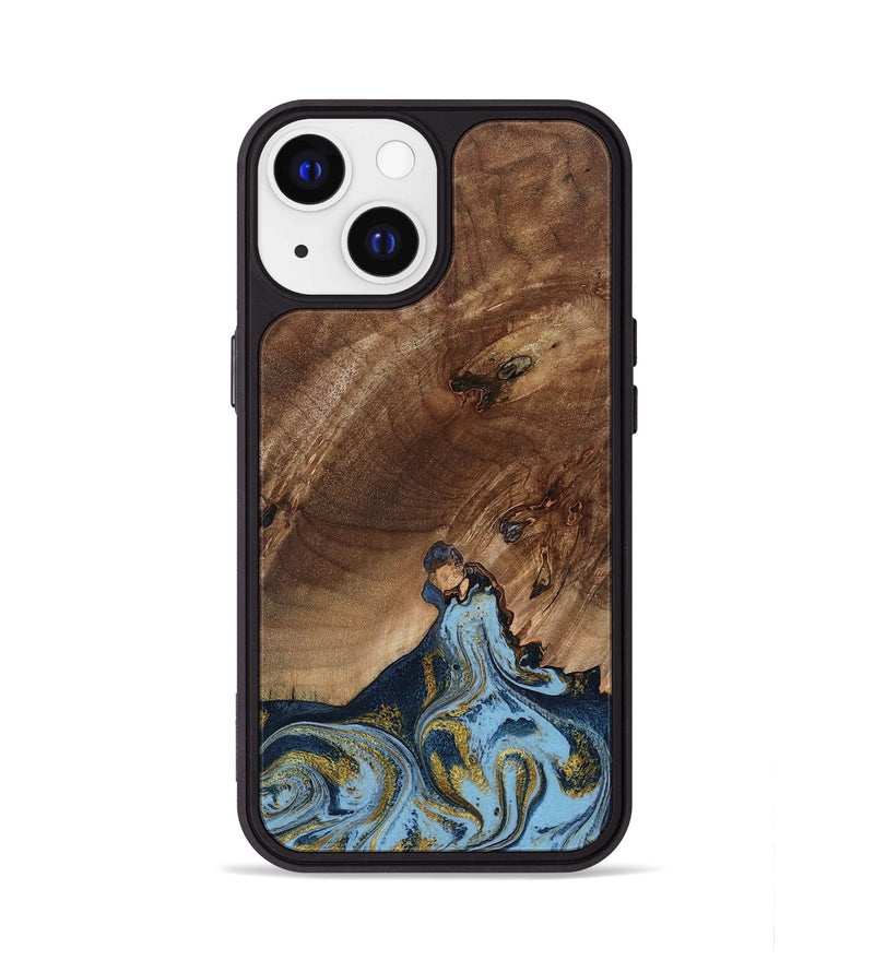 iPhone 13 Wood Phone Case - Delois (Teal & Gold, 800763)