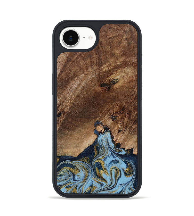 iPhone 16e Wood Phone Case - Delois (Teal & Gold, 800763)