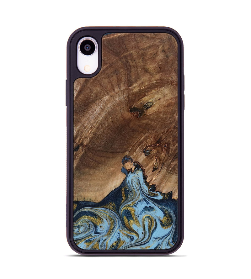iPhone Xr Wood Phone Case - Delois (Teal & Gold, 800763)