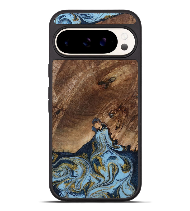Pixel 9 Pro XL Wood Phone Case - Delois (Teal & Gold, 800763)
