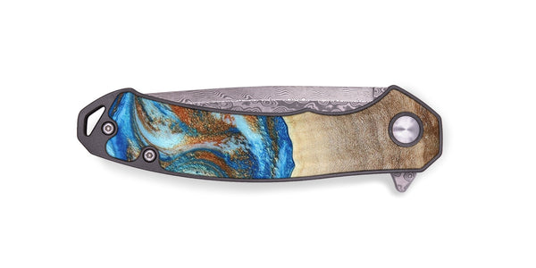 EDC Wood Pocket Knife - Emmer (Teal & Gold, 800764)