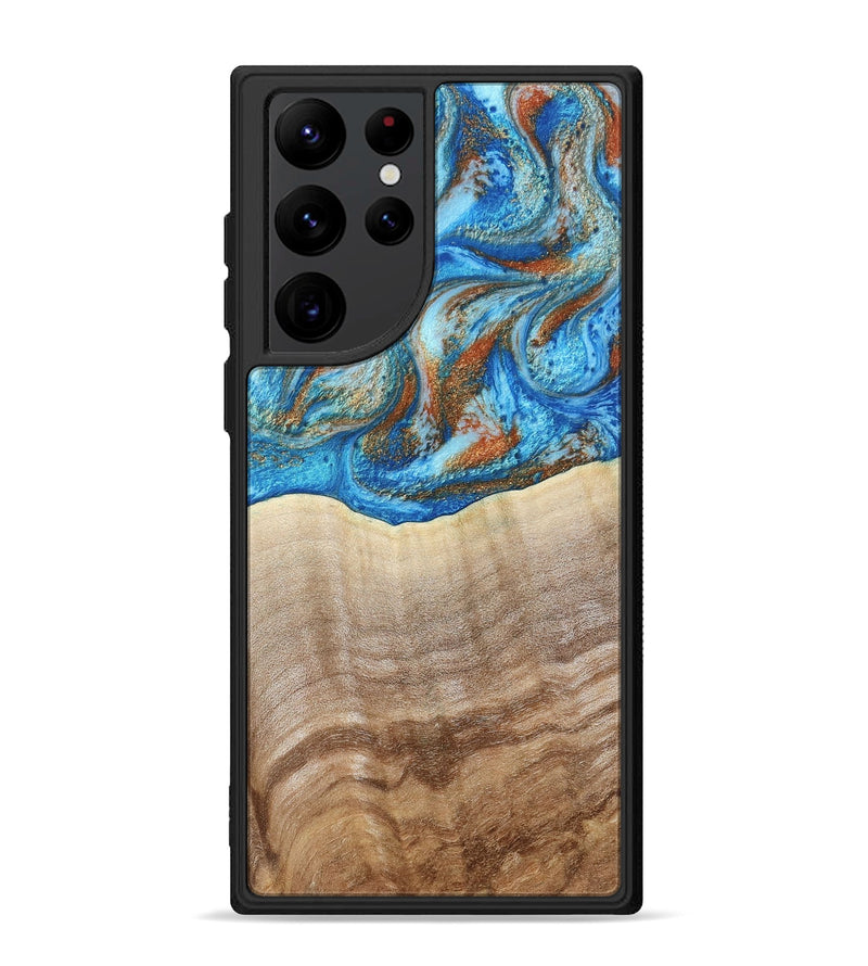 Galaxy S22 Ultra Wood Phone Case - Emmer (Teal & Gold, 800764)
