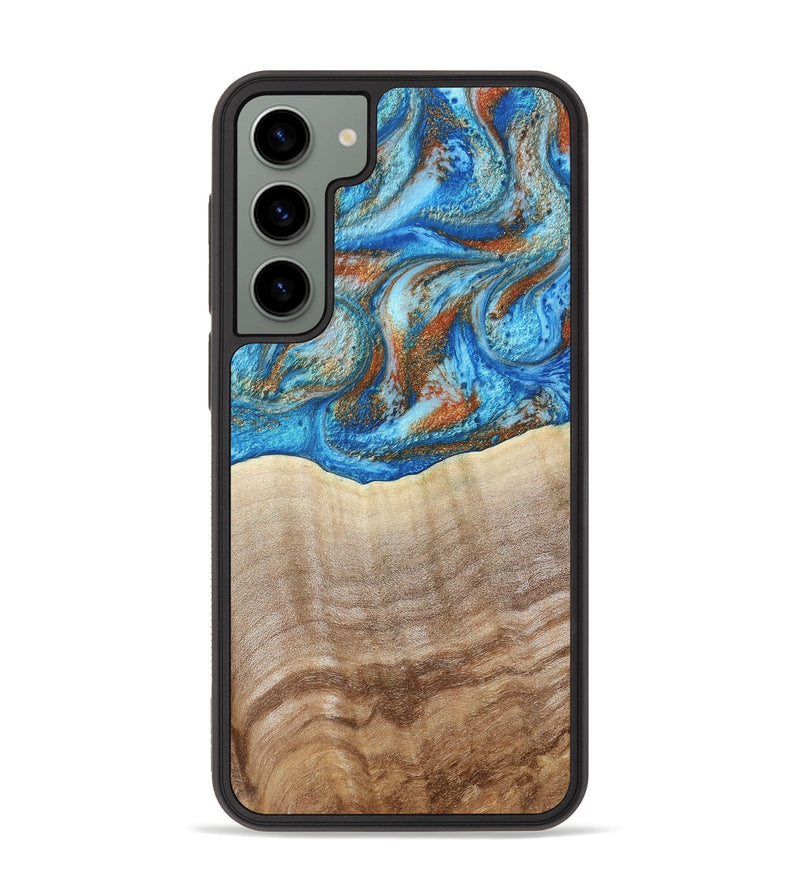 Galaxy S23 Plus Wood Phone Case - Emmer (Teal & Gold, 800764)