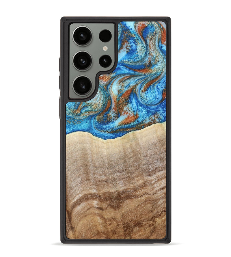 Galaxy S23 Ultra Wood Phone Case - Emmer (Teal & Gold, 800764)