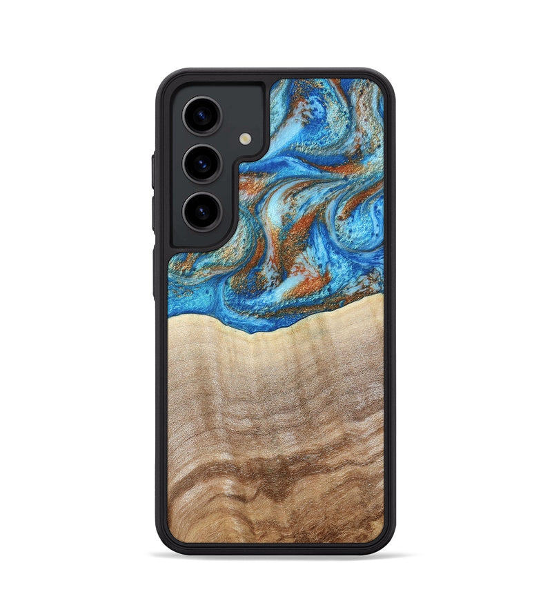 Galaxy S24 Wood Phone Case - Emmer (Teal & Gold, 800764)