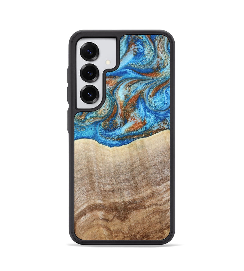 Galaxy S25 Wood Phone Case - Emmer (Teal & Gold, 800764)