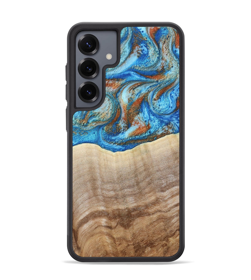 Galaxy S25 Plus Wood Phone Case - Emmer (Teal & Gold, 800764)