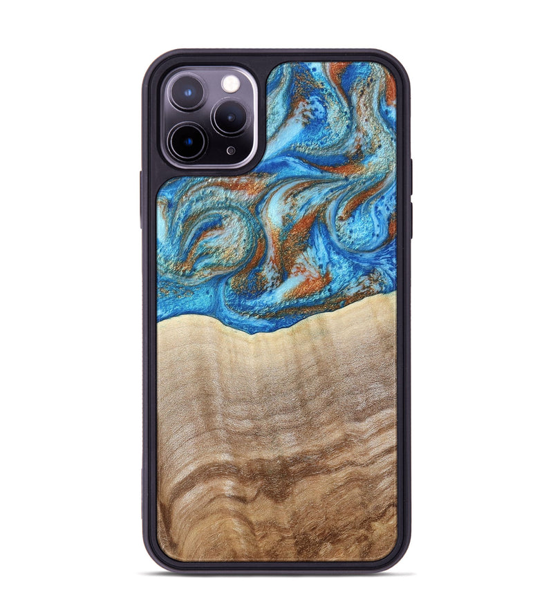 iPhone 11 Pro Max Wood Phone Case - Emmer (Teal & Gold, 800764)