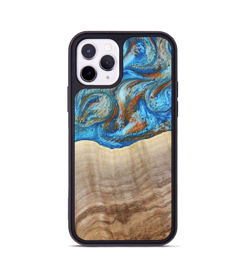 iPhone 11 Pro Wood Phone Case - Emmer (Teal & Gold, 800764)