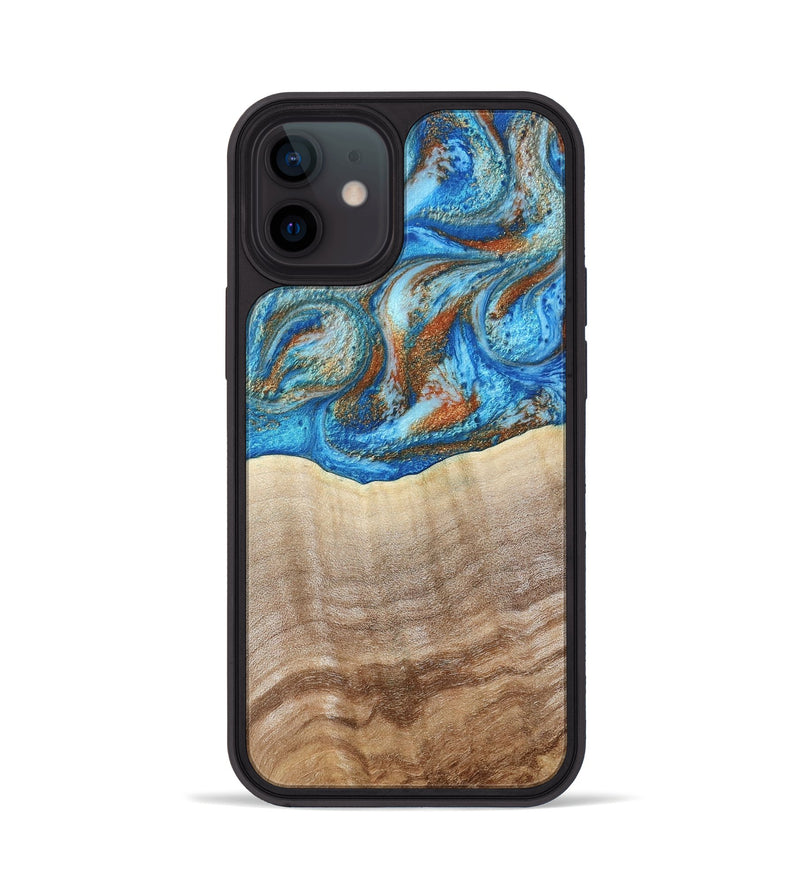 iPhone 12 Wood Phone Case - Emmer (Teal & Gold, 800764)