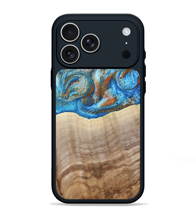 iPhone 17 Pro Max Wood Phone Case - Emmer (Teal & Gold, 800764)