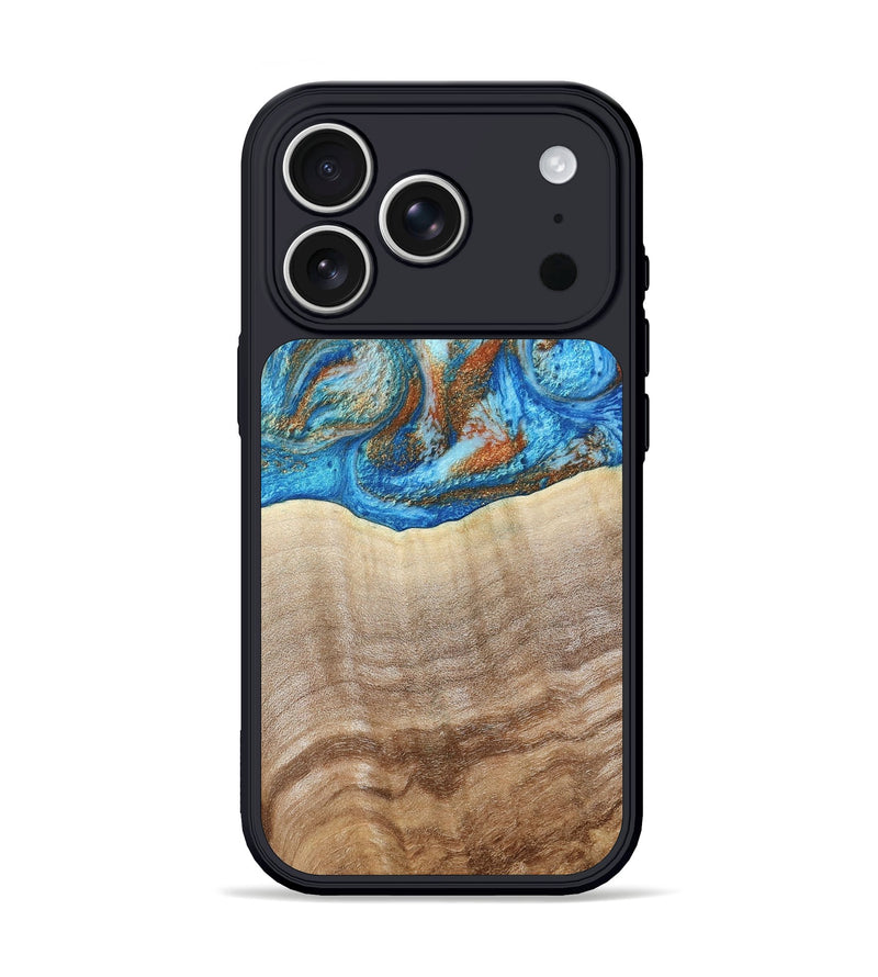 iPhone 17 Pro Wood Phone Case - Emmer (Teal & Gold, 800764)