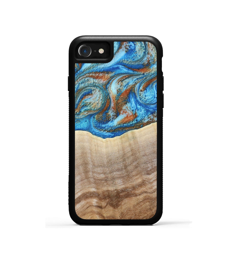 iPhone SE Wood Phone Case - Emmer (Teal & Gold, 800764)