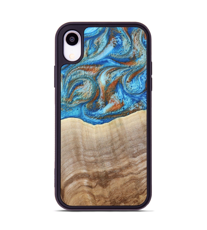 iPhone Xr Wood Phone Case - Emmer (Teal & Gold, 800764)