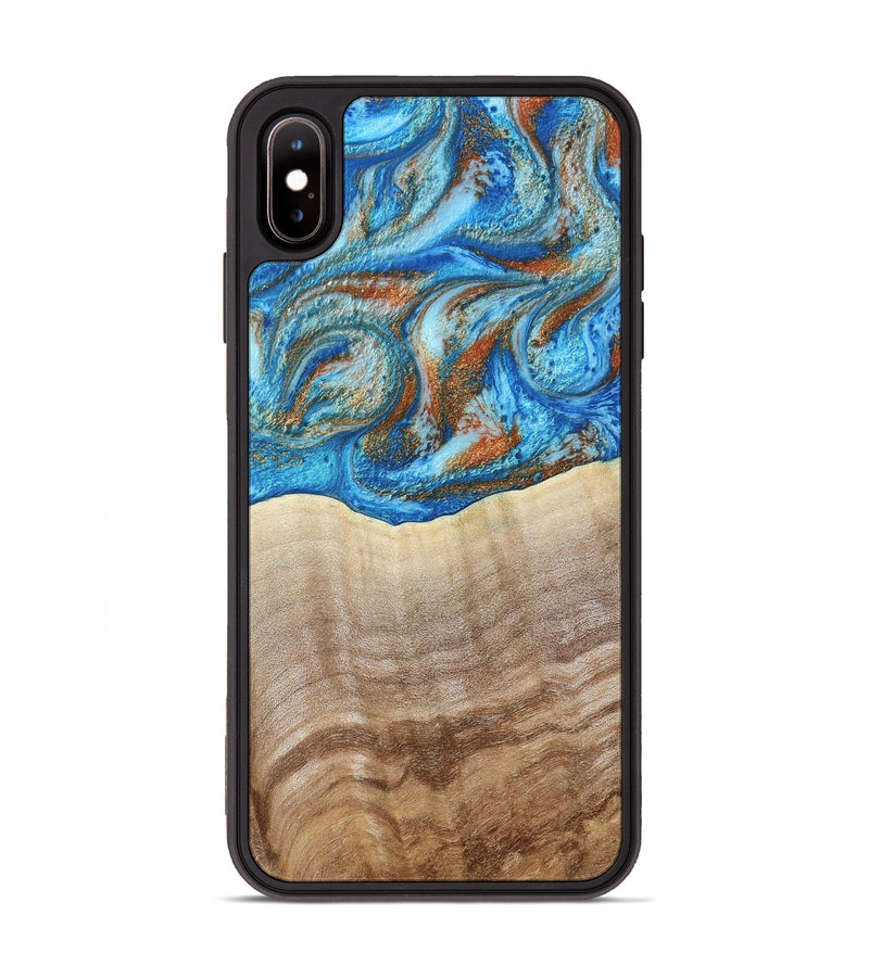 iPhone Xs Max Wood Phone Case - Emmer (Teal & Gold, 800764)