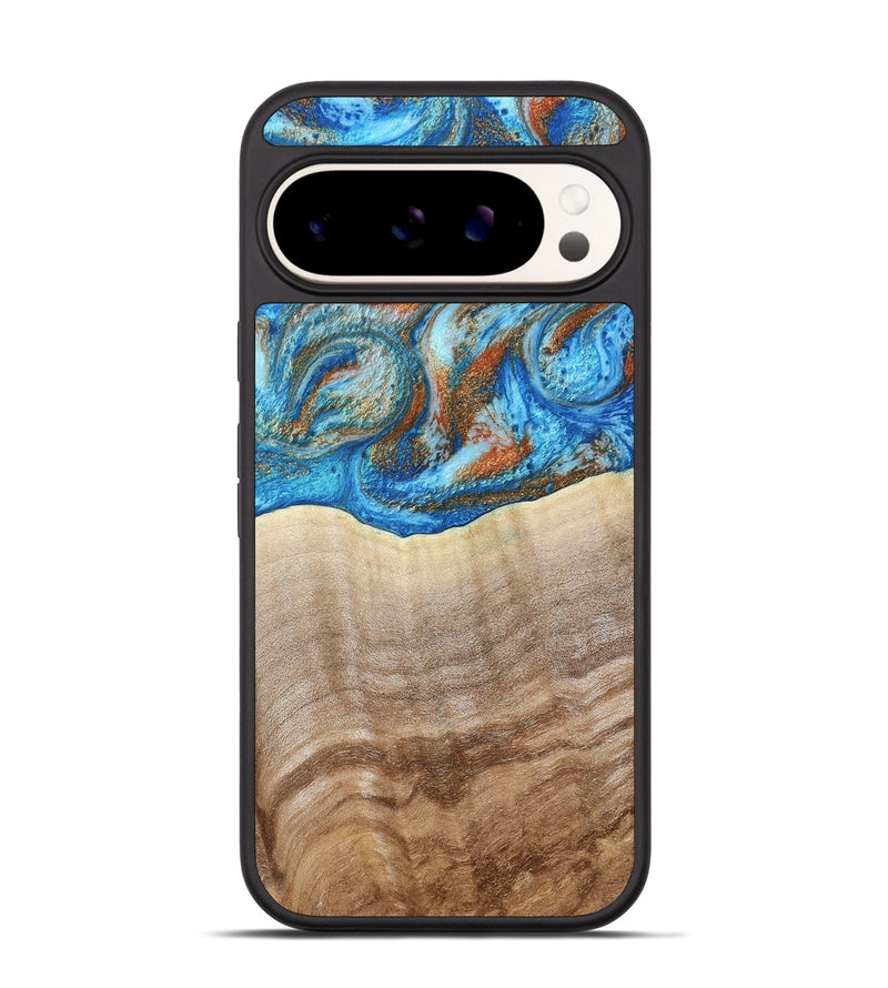 Pixel 9 Wood Phone Case - Emmer (Teal & Gold, 800764)