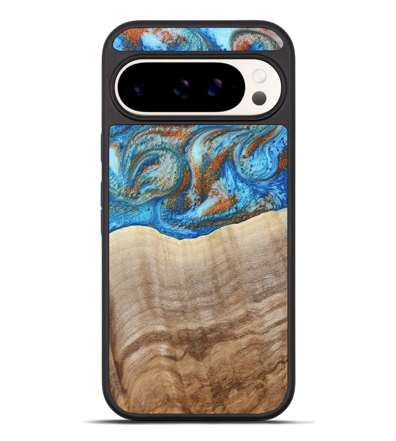 Pixel 9 Pro XL Wood Phone Case - Emmer (Teal & Gold, 800764)