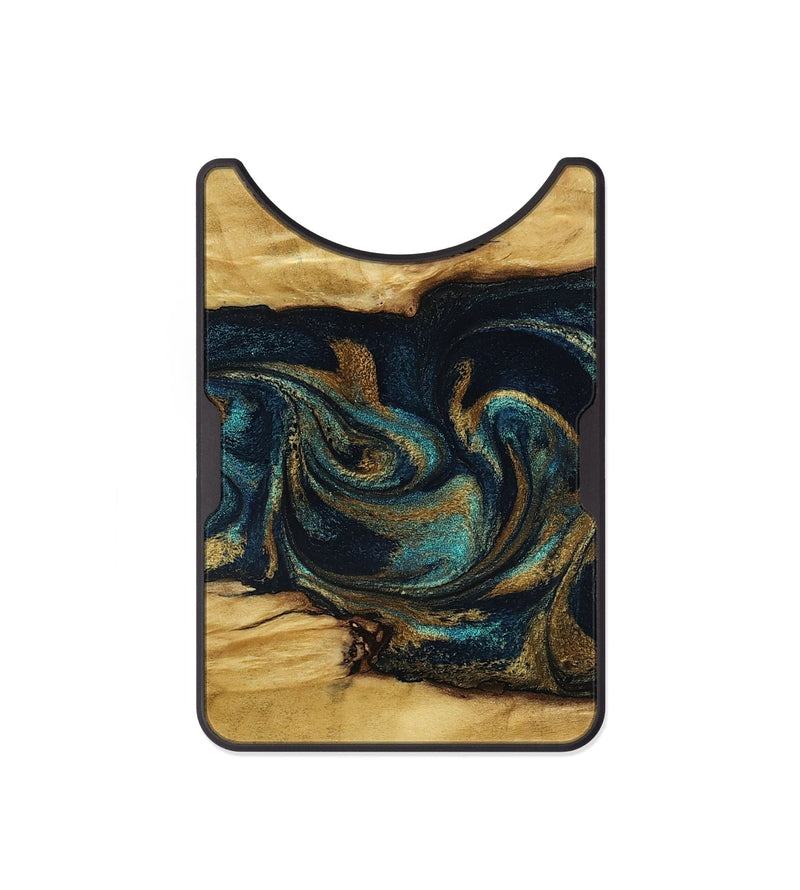Alloy Wood Wallet - Jeromy (Teal & Gold, 800766)