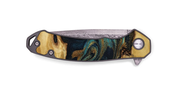EDC Wood Pocket Knife - Jeromy (Teal & Gold, 800766)