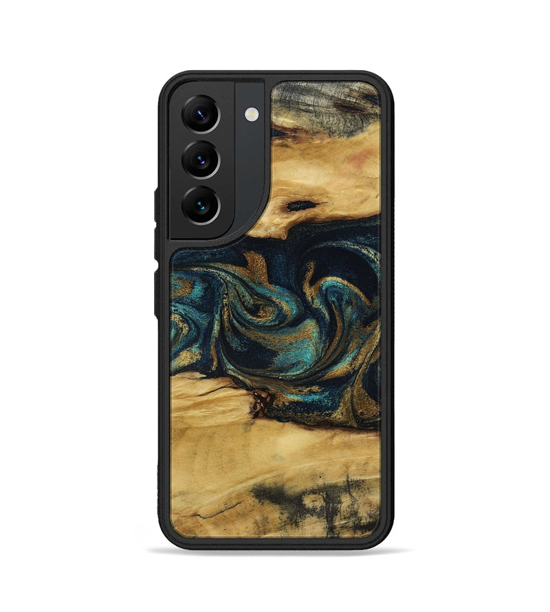 Galaxy S22 Wood Phone Case - Jeromy (Teal & Gold, 800766)