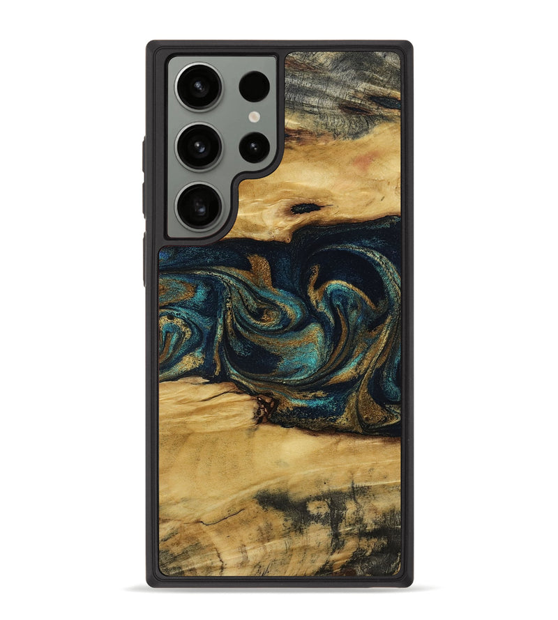 Galaxy S23 Ultra Wood Phone Case - Jeromy (Teal & Gold, 800766)