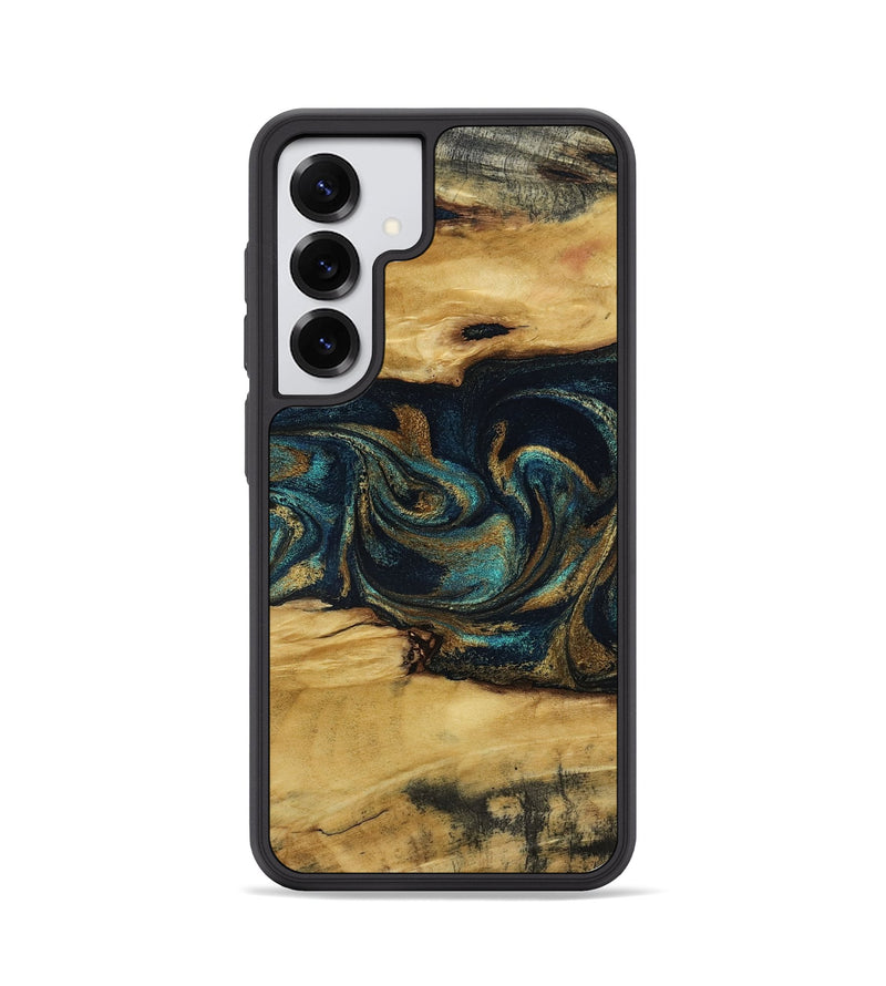 Galaxy S25 Wood Phone Case - Jeromy (Teal & Gold, 800766)