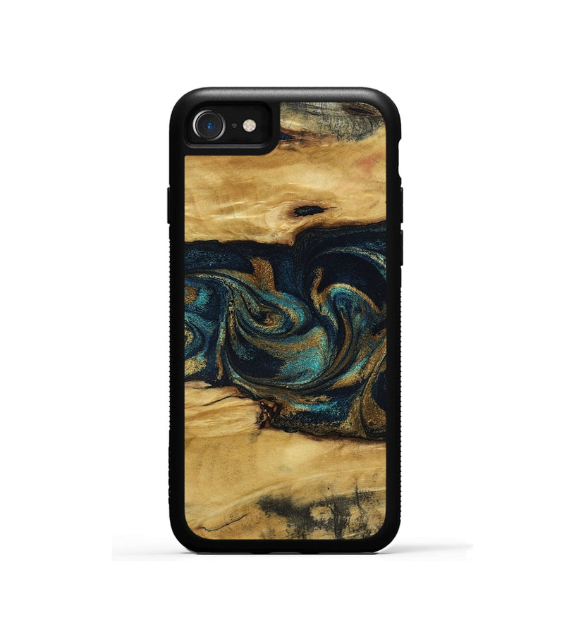 iPhone SE Wood Phone Case - Jeromy (Teal & Gold, 800766)